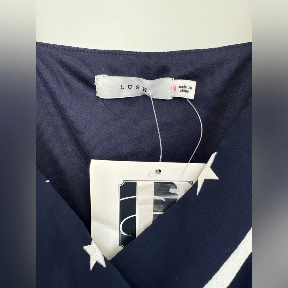 NEW LUSH navy with stars dress size Small magic Halloween witch wrap dress - Picture 3 of 8